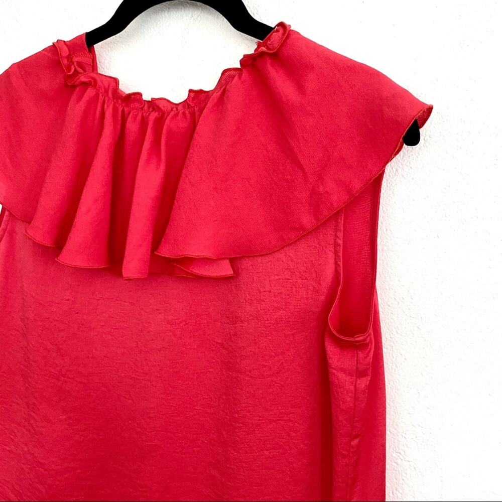 NWT maje Lierro Ruffle Overlay Rouge Top Size Medium - Picture 5 of 14